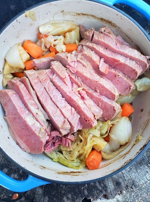 tender corned beef with celeriac carrots and cabbage