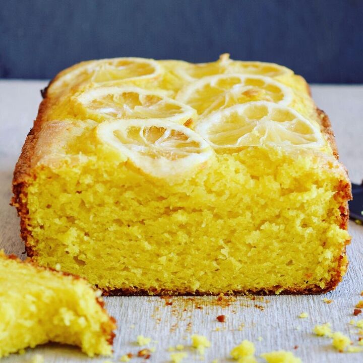meyer lemon pound cake with candied lemon slices