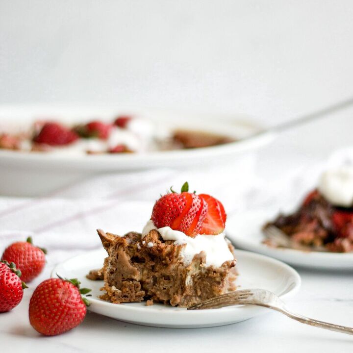 double chocolate strawberry bread pudding