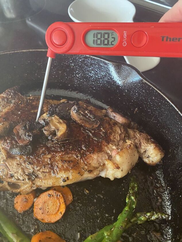 skillet steak dinner, I always check my meat with a thermometer