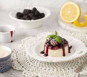 Vegan Lemon Panna Cotta With Blackberry Basil Coulis