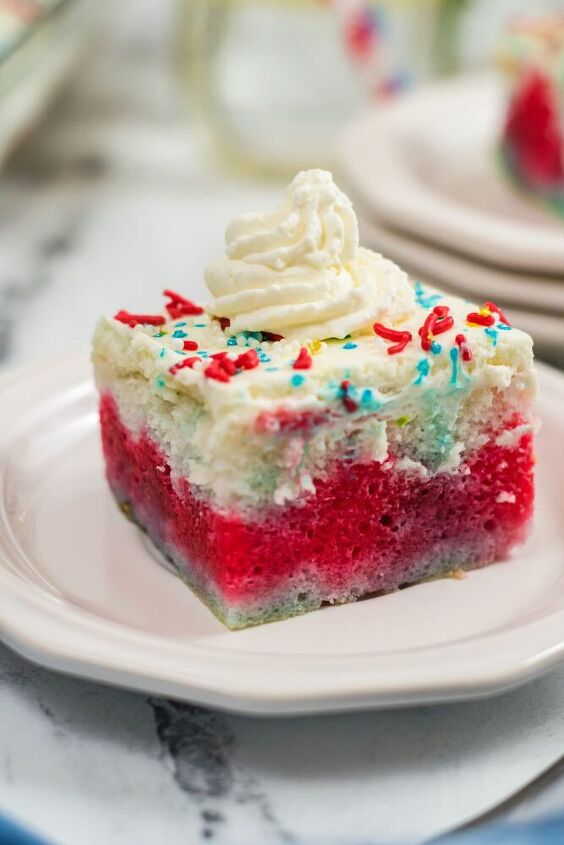 make this easy red white and blue jello poke cake for your summer part