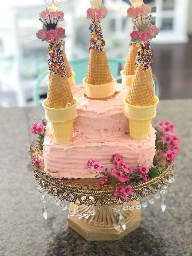 how to make easy pink castle cake, Easy pink castle cake