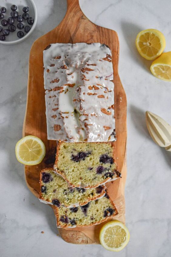 lemon and blueberry zucchini bread with lemon icing