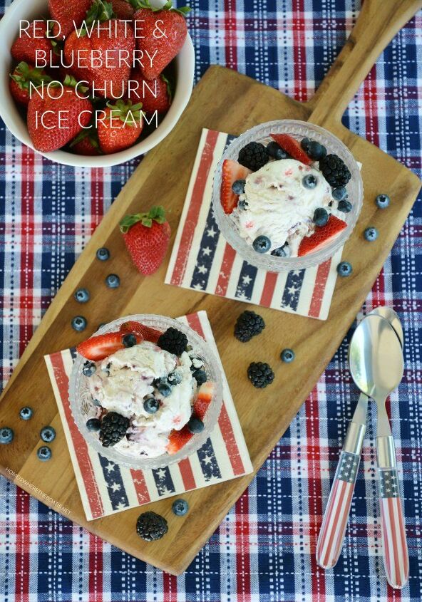 s 12 delicious red white and blue desserts for your july 4th bbq party, Red White Blueberry No Churn Ice Cream