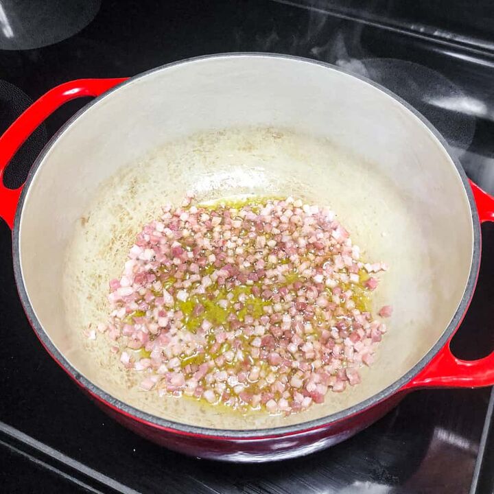 orzo soup with pancetta, Saute the pancetta