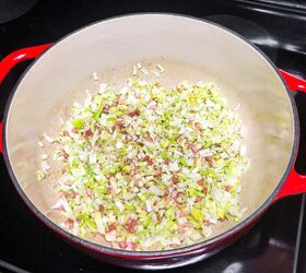 orzo soup with pancetta, Add leeks and fennel