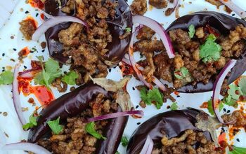 Roasted Baby Aubergines With Spiced Lamb