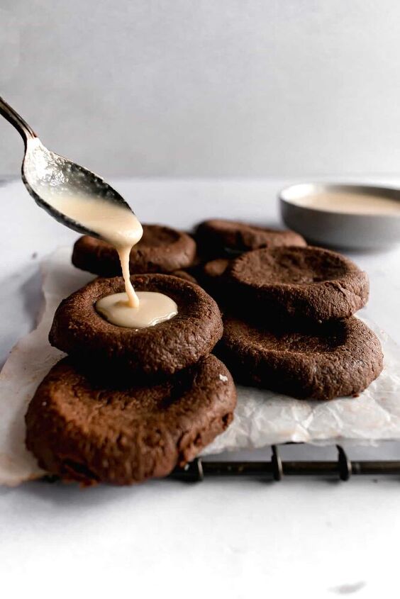 dark chocolate tahini thumbprint cookies
