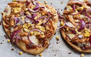 Barbeque Chicken Naan Flatbread With Mozzarella & Pickled Sweet Corn