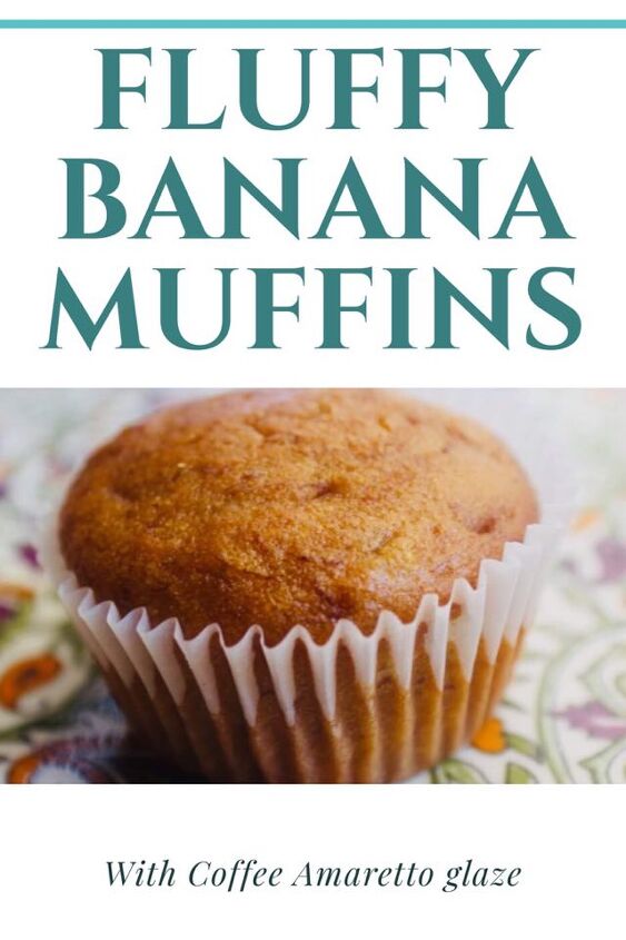 fluffy banana muffins with coffee amaretto glaze