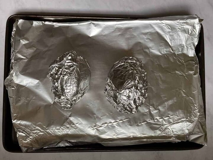 vegan stuffed sweet potatoes gluten free grain free, step 1 Wrap potatoes in foil and stick them in the oven for 1 hour