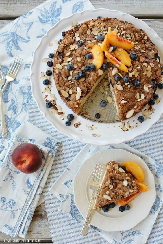 peach and blueberry almond coffee cake