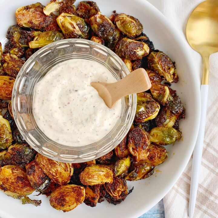 bbq roasted brussels sprouts with mustard aioli