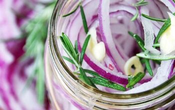 Sweet Pickled Red Onions With Garlic and Rosemary