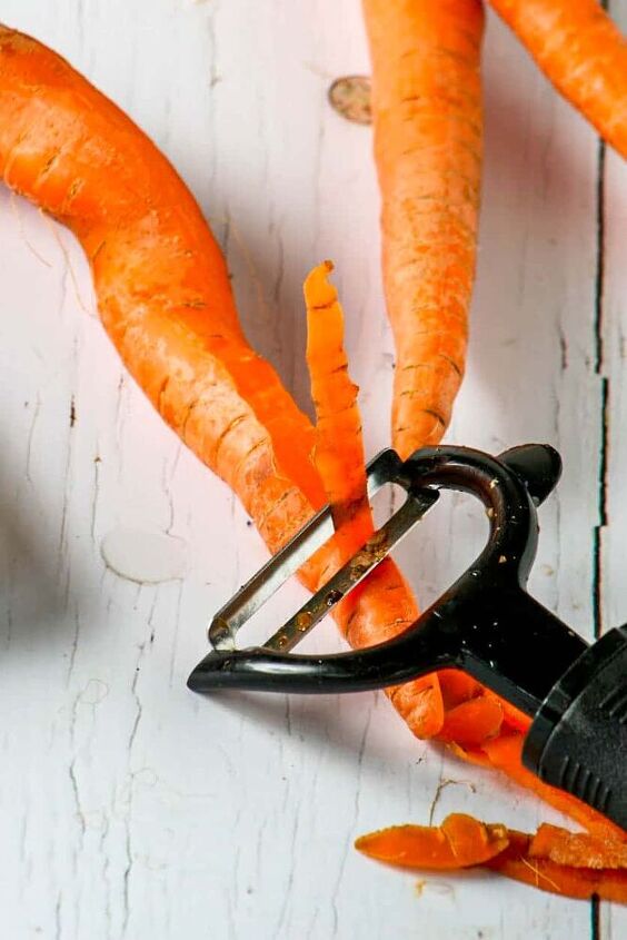 post, Process Shot for Grilled Mediterranean Carrots Peeling Carrots