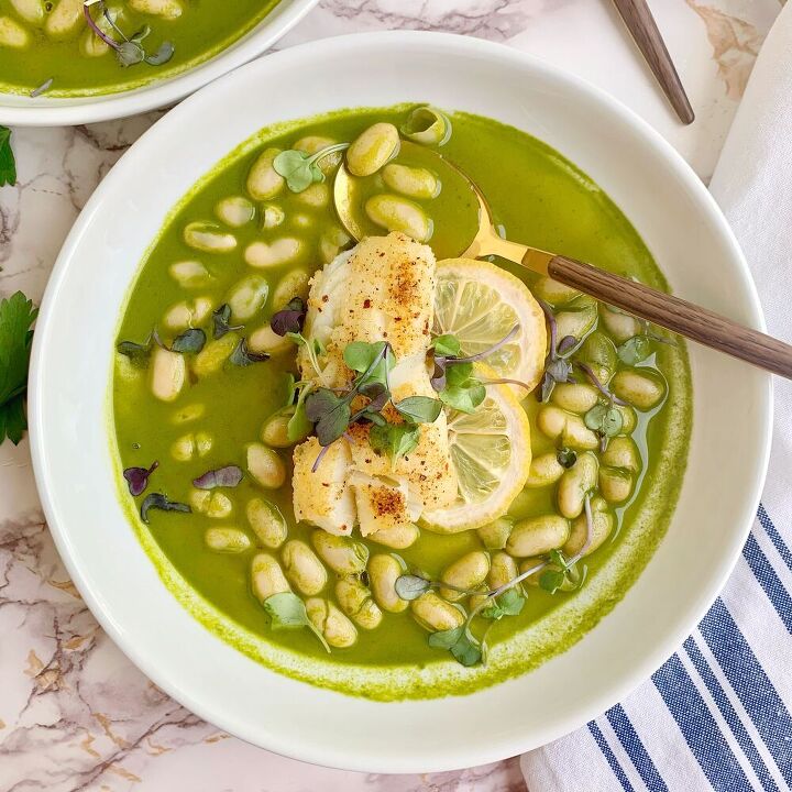 pan seared cod with herb brothy beans