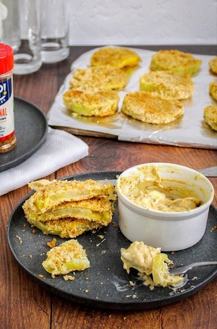 gluten free oven fried green tomatoes with remoulade