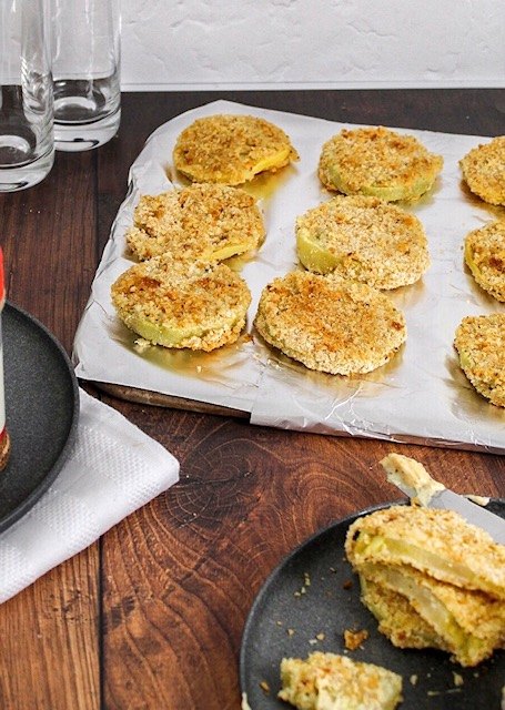 gluten free oven fried green tomatoes with remoulade