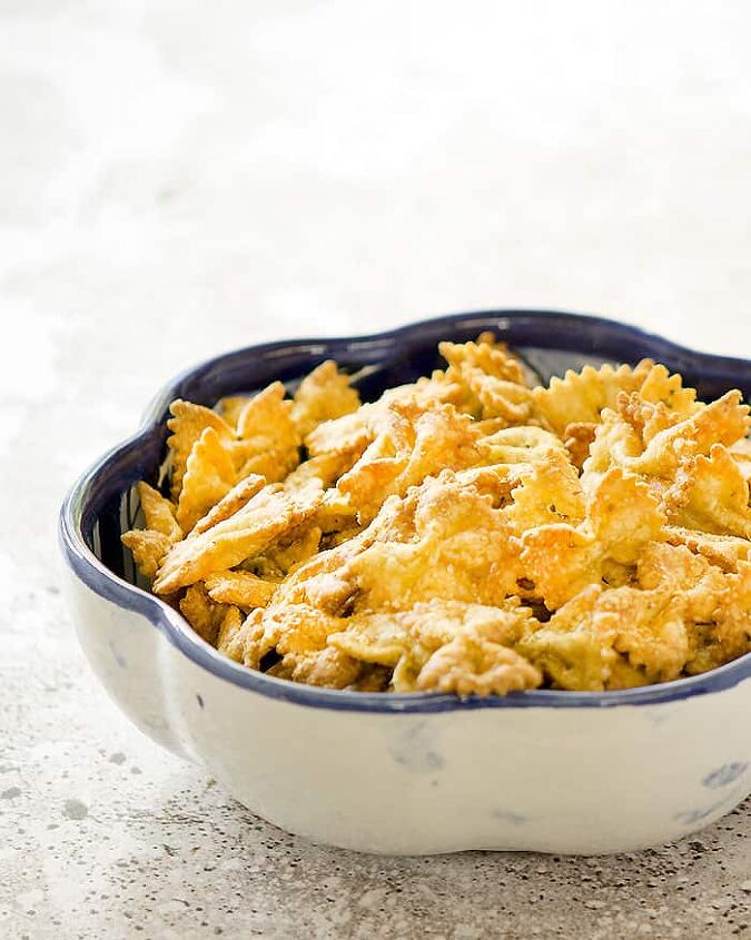 vegan air fryer pasta chips, The crunchier bow tie pasta chips the better