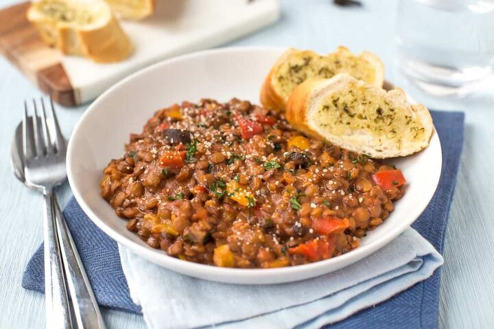 cheesy slow cooker lentils