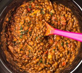 Cheesy Slow Cooker Lentils