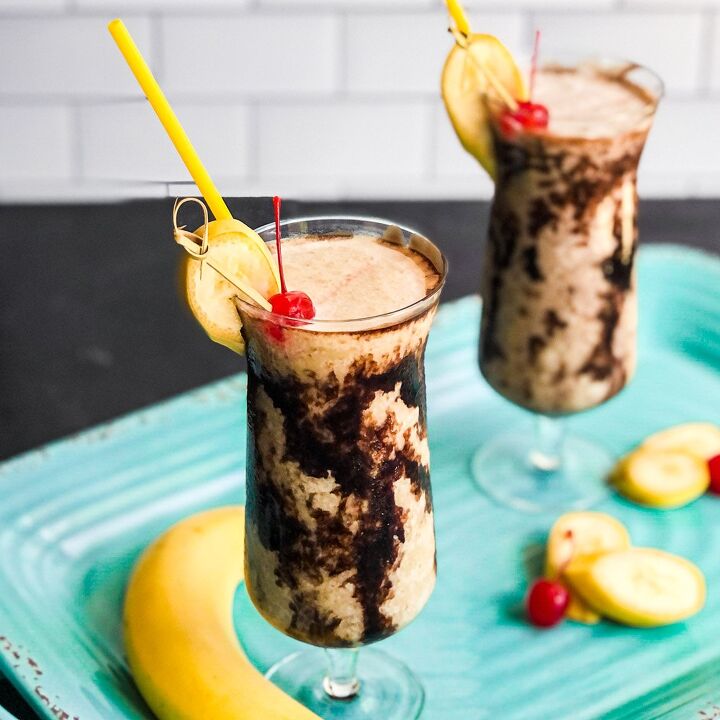 dirty banana cocktail, Optional Garnish with a banana slice and cherry