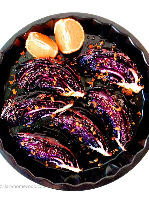 roasted red cabbage wedges with orange dressing