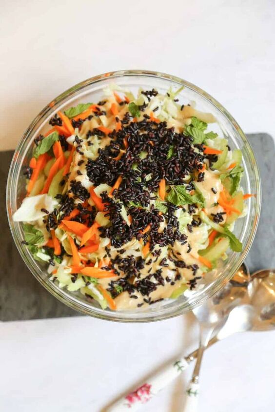 accompaniment salad with cabbage and miso dressing