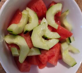 summer salad with watermelon cucumber and mint
