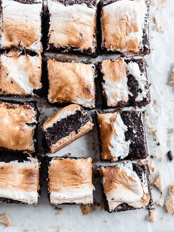 layered s mores brownies
