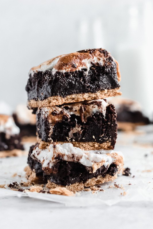 layered s mores brownies