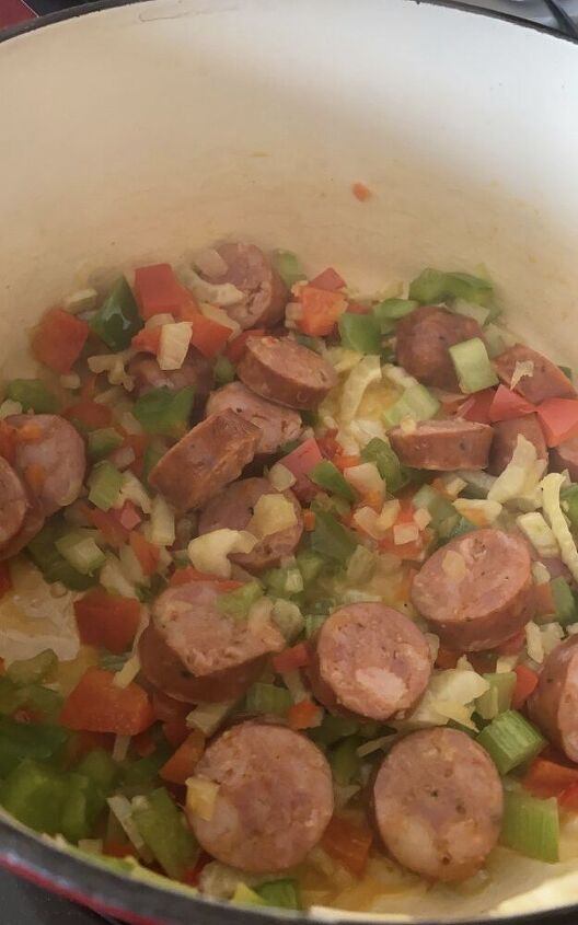 rice and beans with andouille sausage, Getting it all together