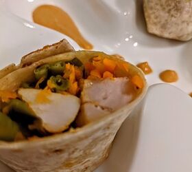 grilled chicken wrap with spicy peanut sauce