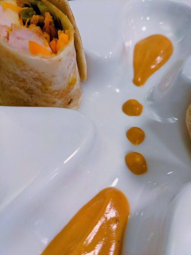 grilled chicken wrap with spicy peanut sauce