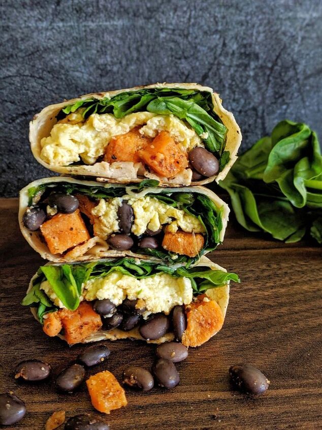 spiced sweet potato black bean breakfast burritos