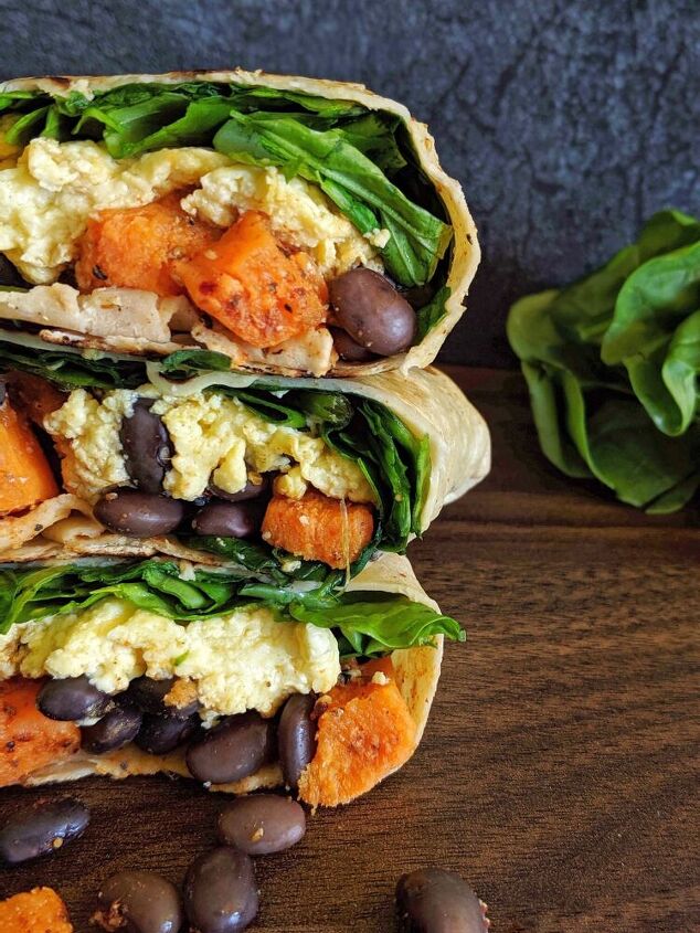 spiced sweet potato black bean breakfast burritos