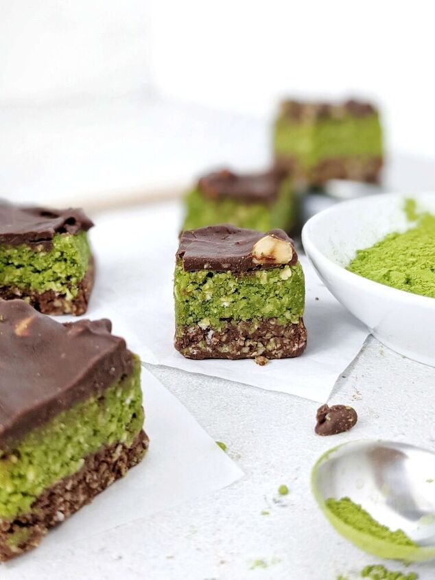 no bake matcha brownie protein bites vegan gluten free