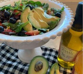 the best summer salad ever, Yummy Avocados are one of my all time favorites And isn t this black and white gingham check dish towel the cutest Gingham check makes my heart so happy