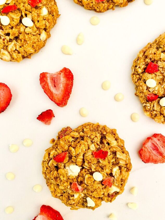 tropical strawberry pineapple white chocolate chip oat cookies
