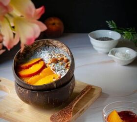 chia pudding with caramelized peach
