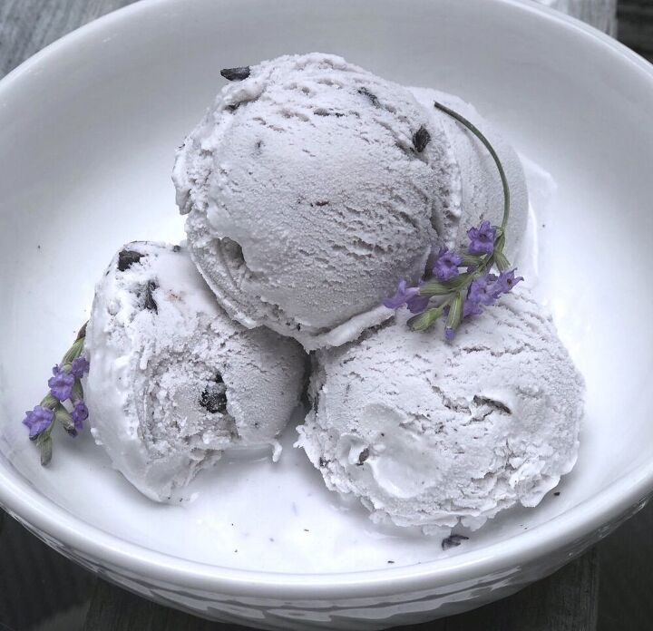 homemade lavender mocha chocolate chunk ice cream