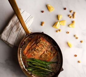 salmon with toasted hazelnut herb butter