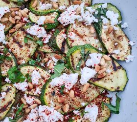Griddled Courgettes With Goats Cheese, Basil and Toasted Pinenuts