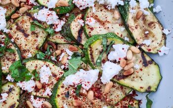 Griddled Courgettes With Goats Cheese, Basil and Toasted Pinenuts