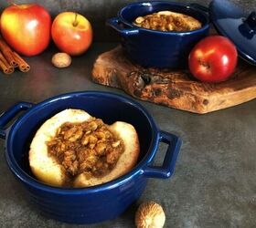 Oven Roasted Apples With Streusel and Caramel Drizzle