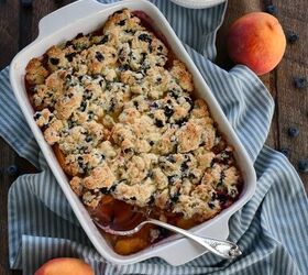 Peach Cobbler With Blueberry Drop Biscuit Topping
