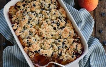 Peach Cobbler With Blueberry Drop Biscuit Topping