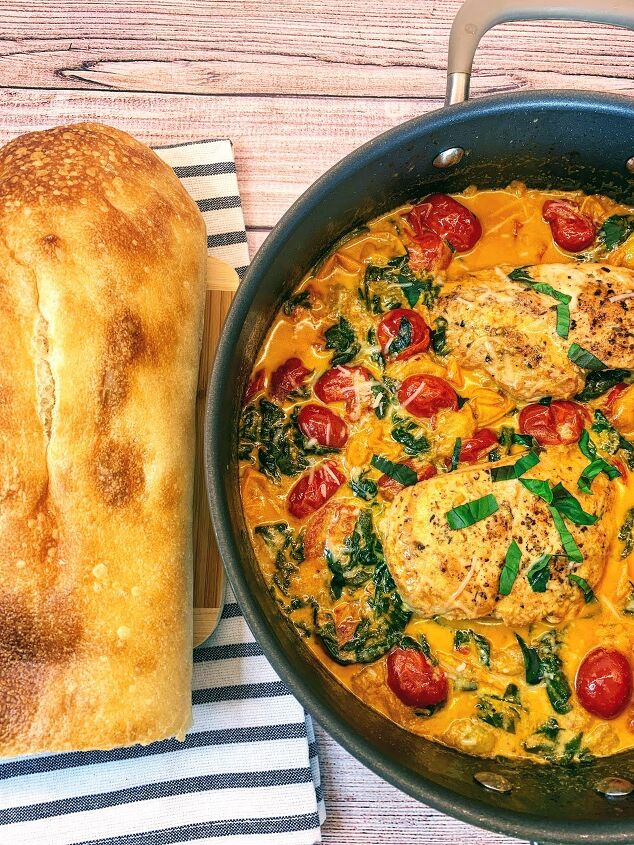 creamy tuscan chicken with cherry tomatoes