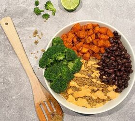 spicy vegan taco bowl with cashew cheese sauce happy honey kitchen